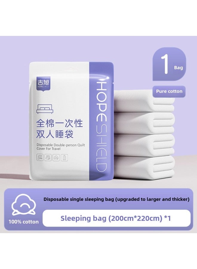 Hotel Travel Disposable Bed Sheet Quilt Cover Pillowcase Quilt Cover Four-piece Portable Dirty-isolated Thickened Travel Bedding-Color:Disposable Double Sleeping Bag [white Pure Cotton] - Image 1