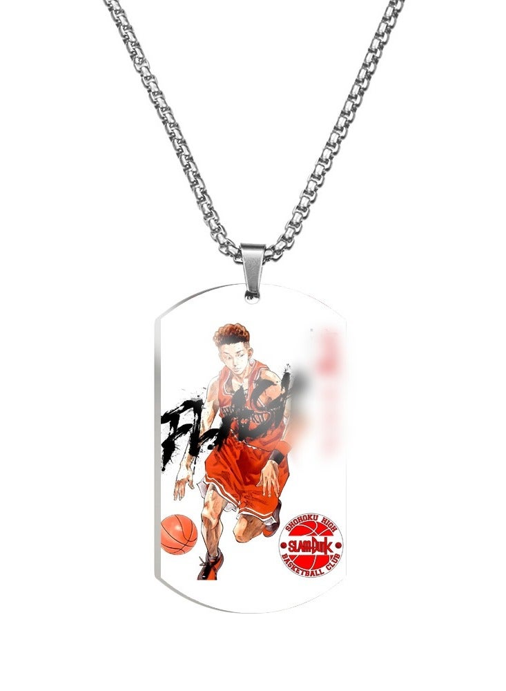 KUYING New Slam Dunk Color Printed Stainless Steel Necklace 