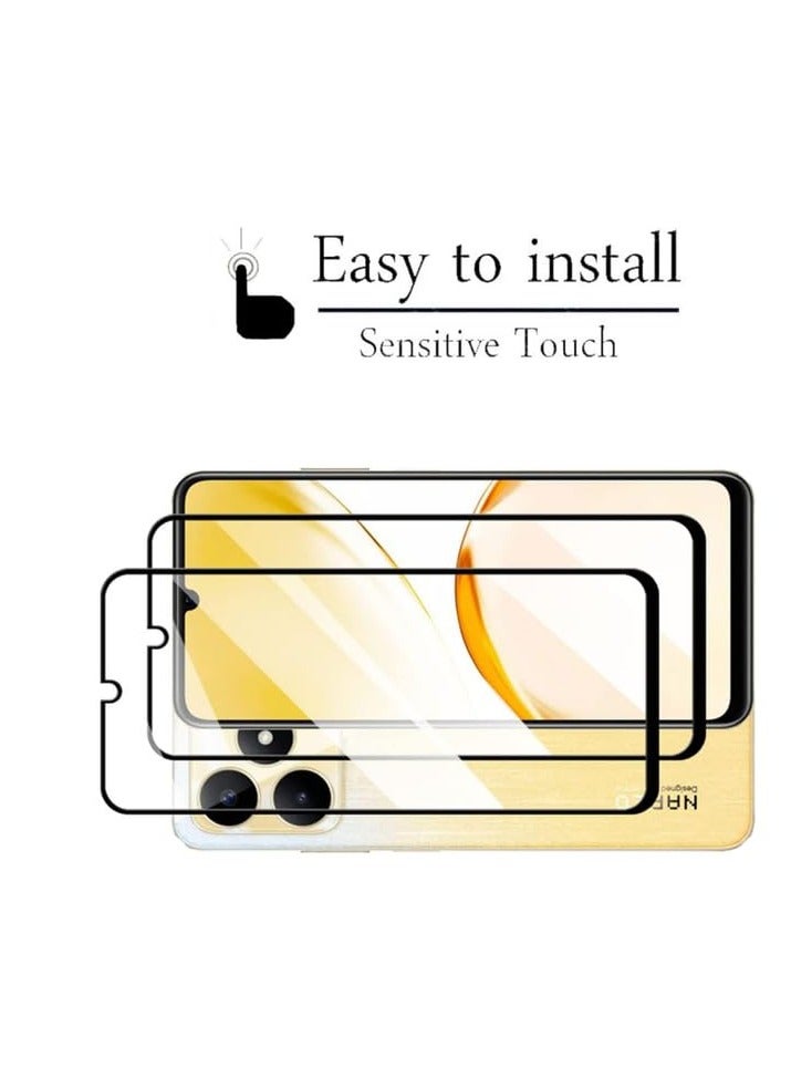 Full Coverage Glass Screen Protector for Oppo Realme C51 / Realme C53 - Black Frame by M7molge - Image 2