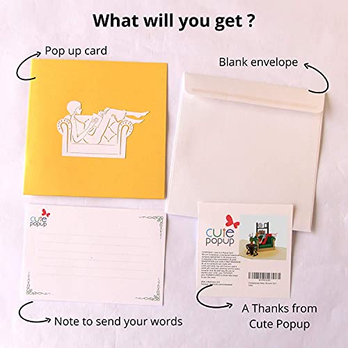 CUTE POPUP Girl loves reading 3D Pop Up Card - Premium 6x6 inch Handcrafted Greeting Card for Mom, Wife, Women (Mesmerizing Meditation Gift) - Image 5