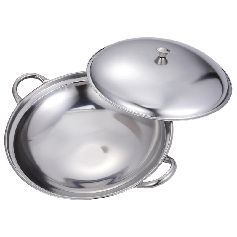 Stainless Steel Cooking Pot with Lid 28x25x6.5cm Portable Wok for Versatile Use - Image 2