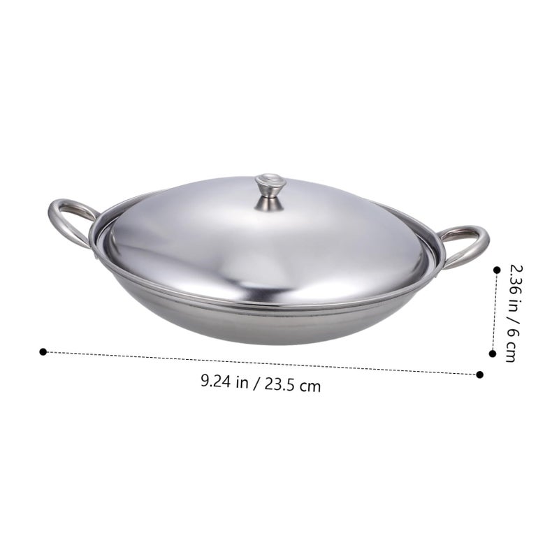 Stainless Steel Cooking Pot with Lid 28x25x6.5cm Portable Wok for Versatile Use - Image 3