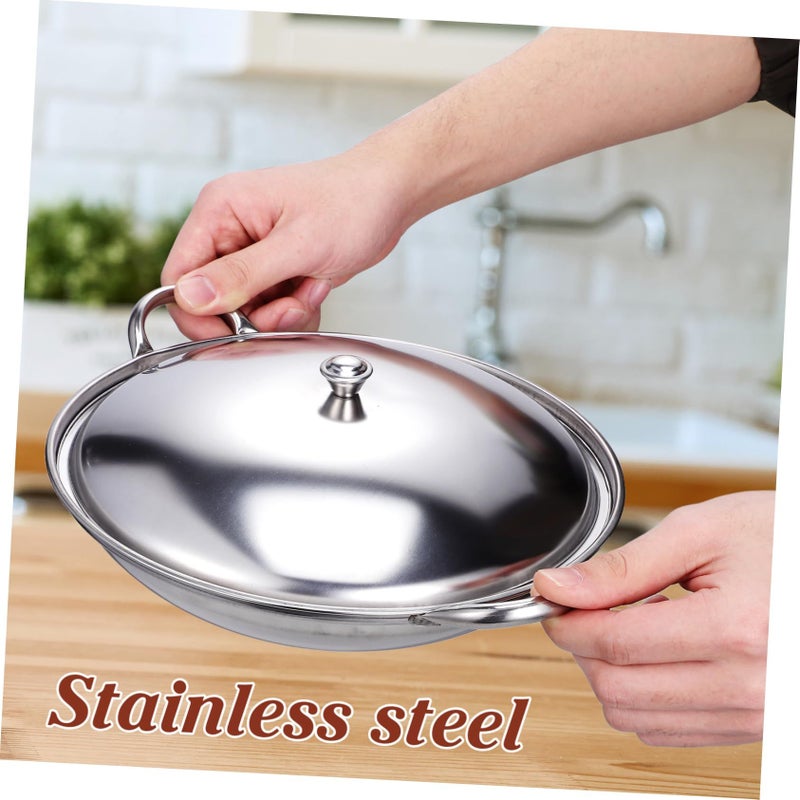 Stainless Steel Cooking Pot with Lid 28x25x6.5cm Portable Wok for Versatile Use - Image 4