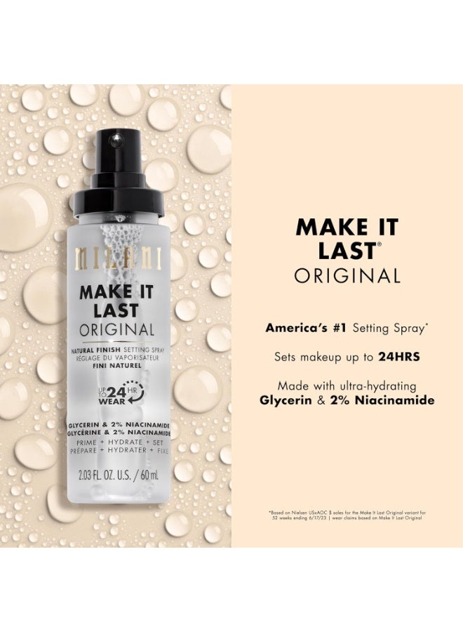 Milani Setting Spray + Primer, Make It Last Original - Natural Finish with Niacinamide for Hydration, Setting Spray for Makeup and Face Primer, 3-in-1 Prime + Hydrate + Set, 2.03 Fl. Oz - Image 2