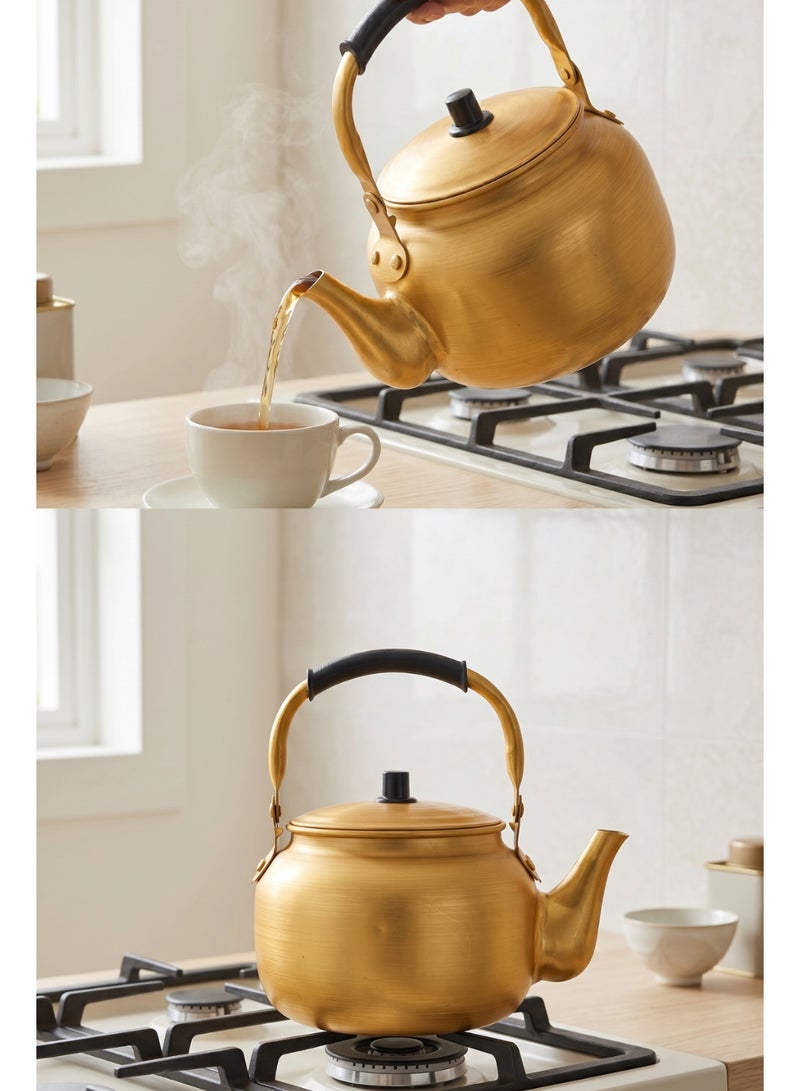 Gold Aluminum Tea Kettle - Heat-Resistant Handle - Available in 1L, 1.5L & 2L - Image 3