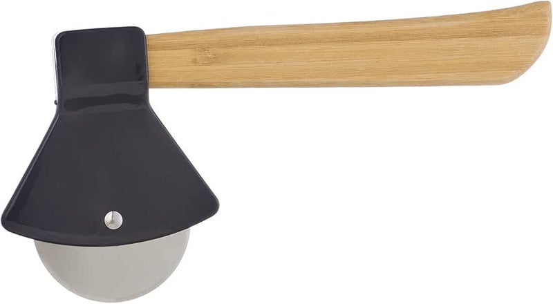 Black Bear Axe Shaped Pizza Slicer with Wooden Handle, 22 x 10 x 2 cm