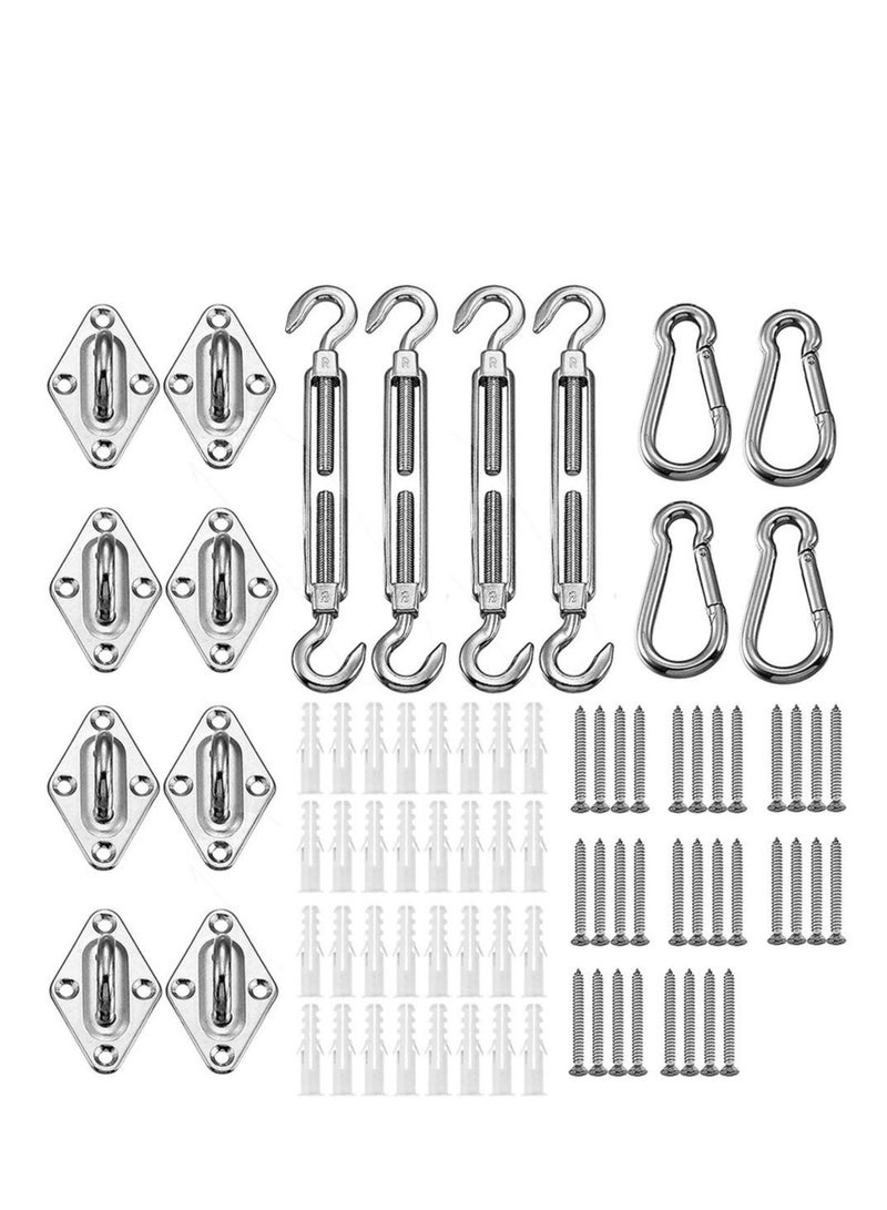 SYOSI Shade Sail Hardware Kit 5 inch for Triangle Rectangle Sun Installation 304 Grade Stainless Garden Outdoors 80 Pcs  - Image 1