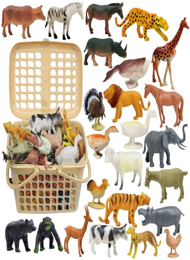 BABRO - Bucket with Farm and Wild Animal Toy Set for Kids, Farm and Wild Animal Playsets, Educational Toy Set for Kids (24 Pcs) - Image 1