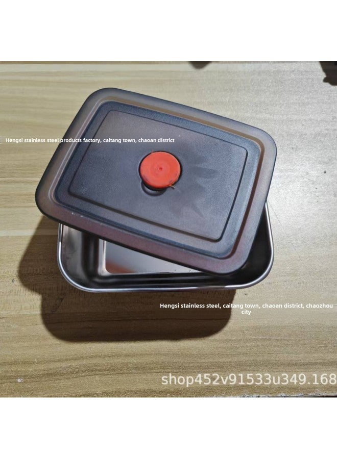 German Stainless Steel Preservation Box Food Grade Refrigerator Special Box With Lid Sealed Lunch Box Freezer Box-Specifications:410 Square Sealed Crisper Box 600ml  - Image 1