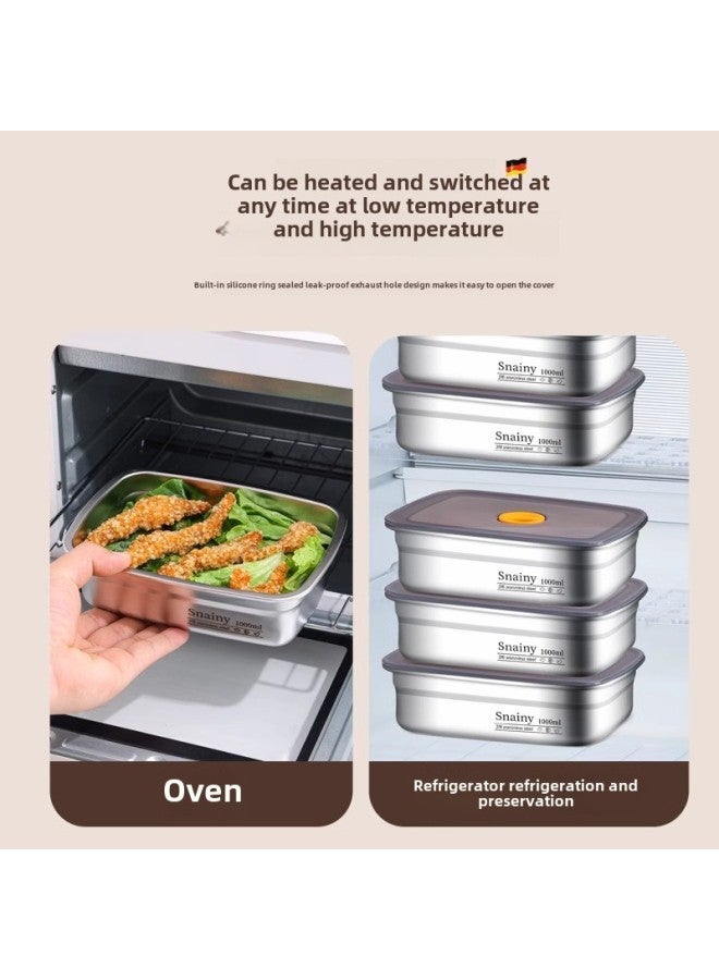 German Stainless Steel Preservation Box Food Grade Refrigerator Special Box With Lid Sealed Lunch Box Freezer Box-Specifications:410 Square Sealed Crisper Box 600ml  - Image 4