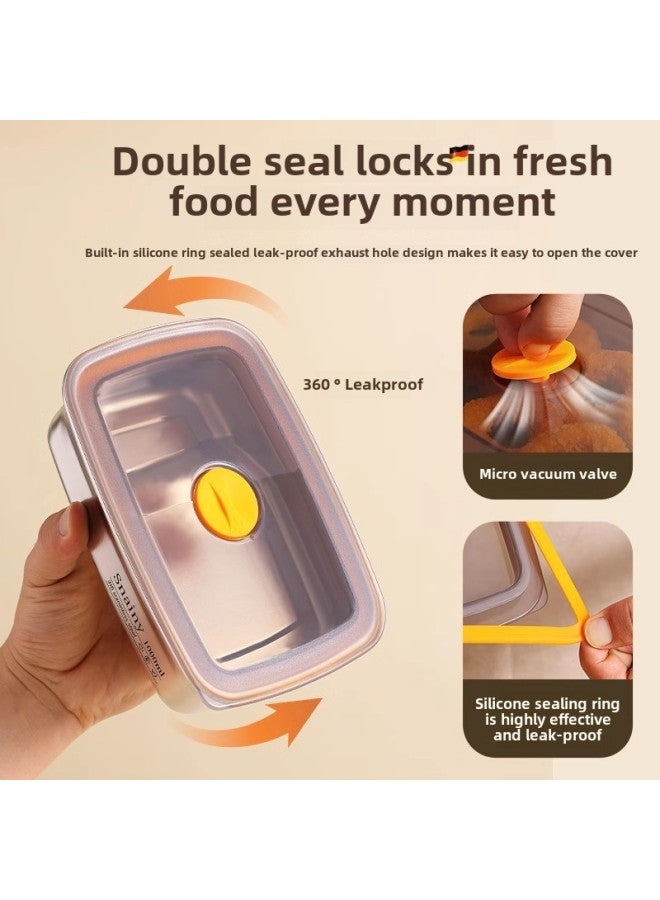 German Stainless Steel Preservation Box Food Grade Refrigerator Special Box With Lid Sealed Lunch Box Freezer Box-Specifications:410 Square Sealed Crisper Box 600ml  - Image 3
