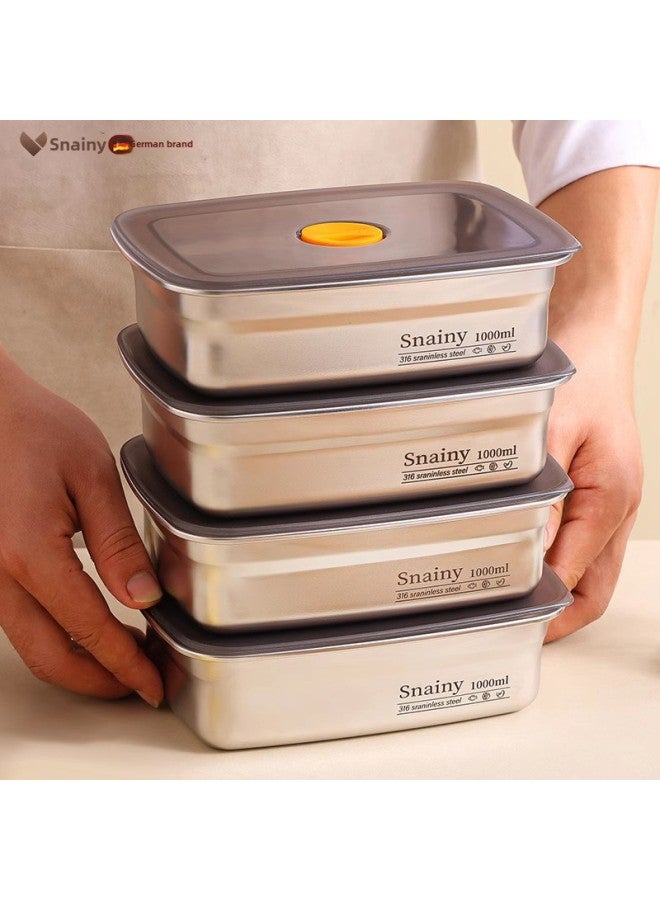 German Stainless Steel Preservation Box Food Grade Refrigerator Special Box With Lid Sealed Lunch Box Freezer Box-Specifications:410 Square Sealed Crisper Box 600ml  - Image 2