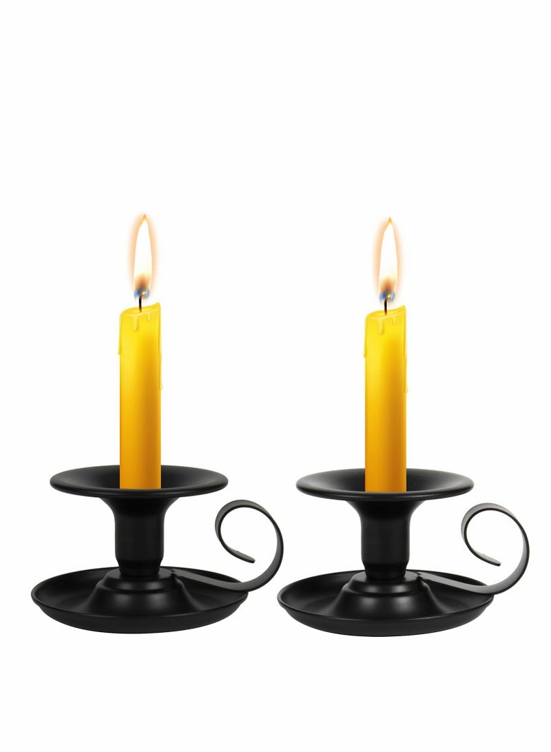 Taper Candle Stick Holder, Retro Iron Simple Black Candlestick Holders Candlelight Stand for Party Wedding Table Home Decoration 2Pcs - Image 1