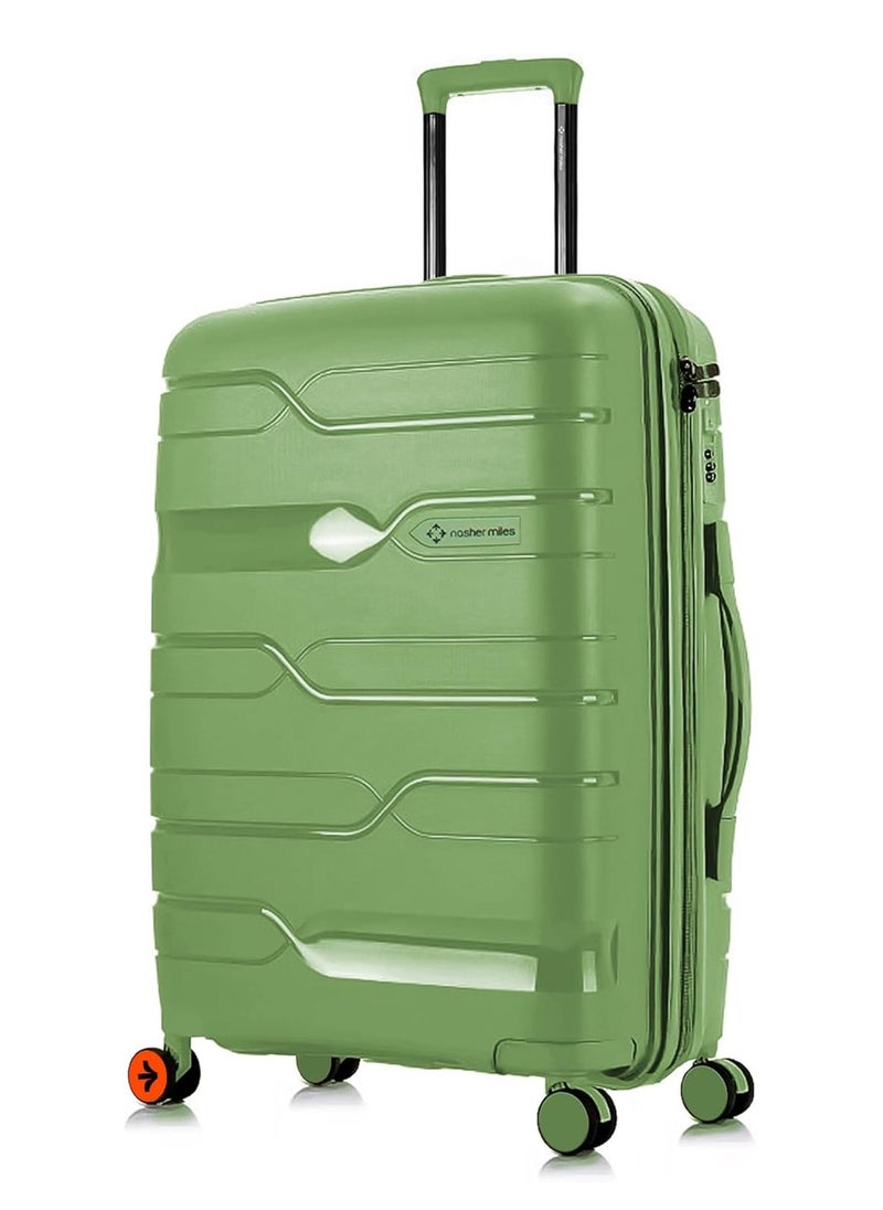 nasher miles Nasher Miles Paris Hard-Sided Polypropylene Check-in Luggage 28 inch | 75cm | 8 Wheels Large Trolley Bag for Travel | Suitcase (Avocado Green)  - Image 1