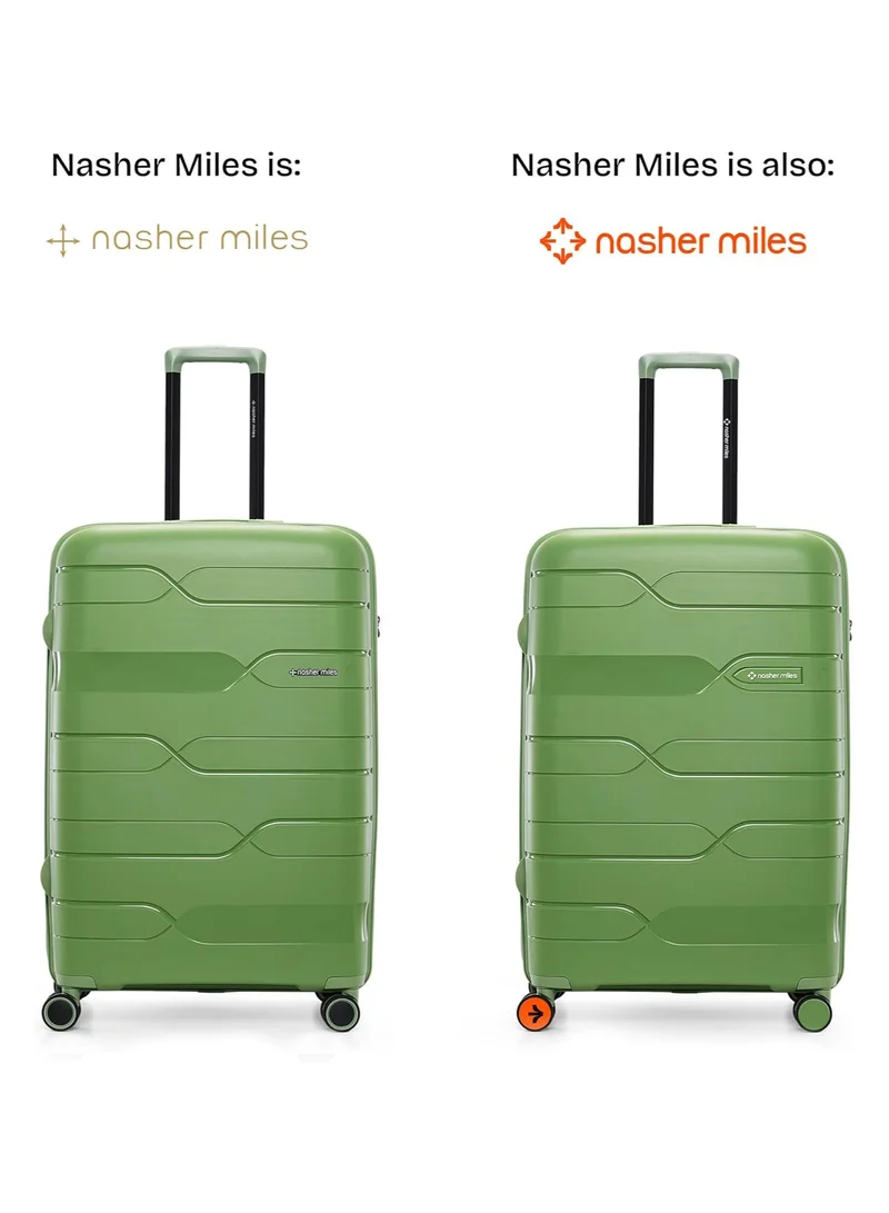 nasher miles Nasher Miles Paris Hard-Sided Polypropylene Check-in Luggage 28 inch | 75cm | 8 Wheels Large Trolley Bag for Travel | Suitcase (Avocado Green)