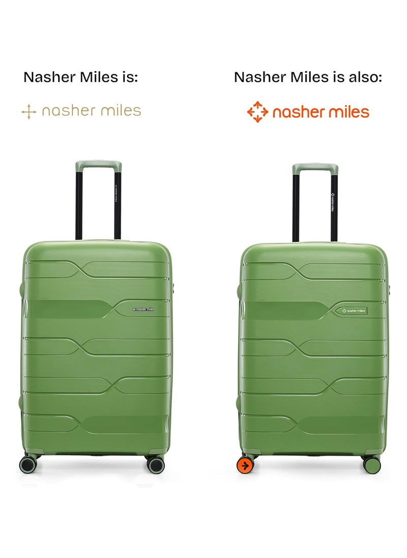 nasher miles Nasher Miles Paris Hard-Sided Polypropylene Check-in Luggage 28 inch | 75cm | 8 Wheels Large Trolley Bag for Travel | Suitcase (Avocado Green)  - Image 3