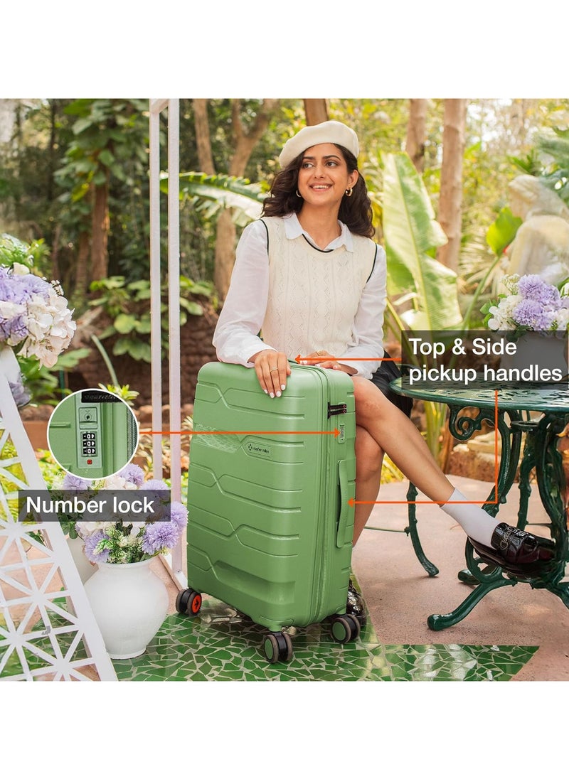 nasher miles Nasher Miles Paris Hard-Sided Polypropylene Check-in Luggage 28 inch | 75cm | 8 Wheels Large Trolley Bag for Travel | Suitcase (Avocado Green)  - Image 4