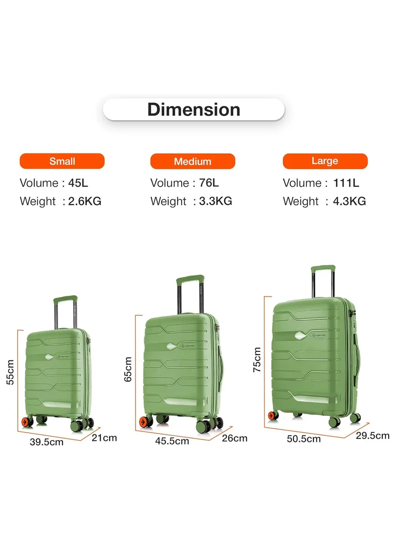 nasher miles Nasher Miles Paris Hard-Sided Polypropylene Check-in Luggage 28 inch | 75cm | 8 Wheels Large Trolley Bag for Travel | Suitcase (Avocado Green)