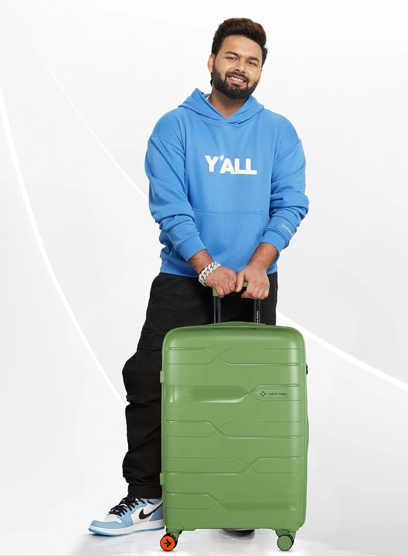 nasher miles Nasher Miles Paris Hard-Sided Polypropylene Check-in Luggage 28 inch | 75cm | 8 Wheels Large Trolley Bag for Travel | Suitcase (Avocado Green)