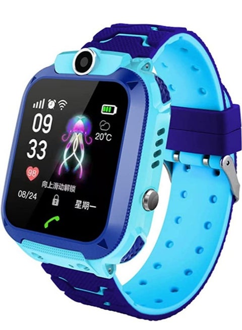 Waterproof Touching Screen Intelligent Smart Watch With SOS Call Voice Chat Alarm Clock Compatible For Android and iOS Phone Blue