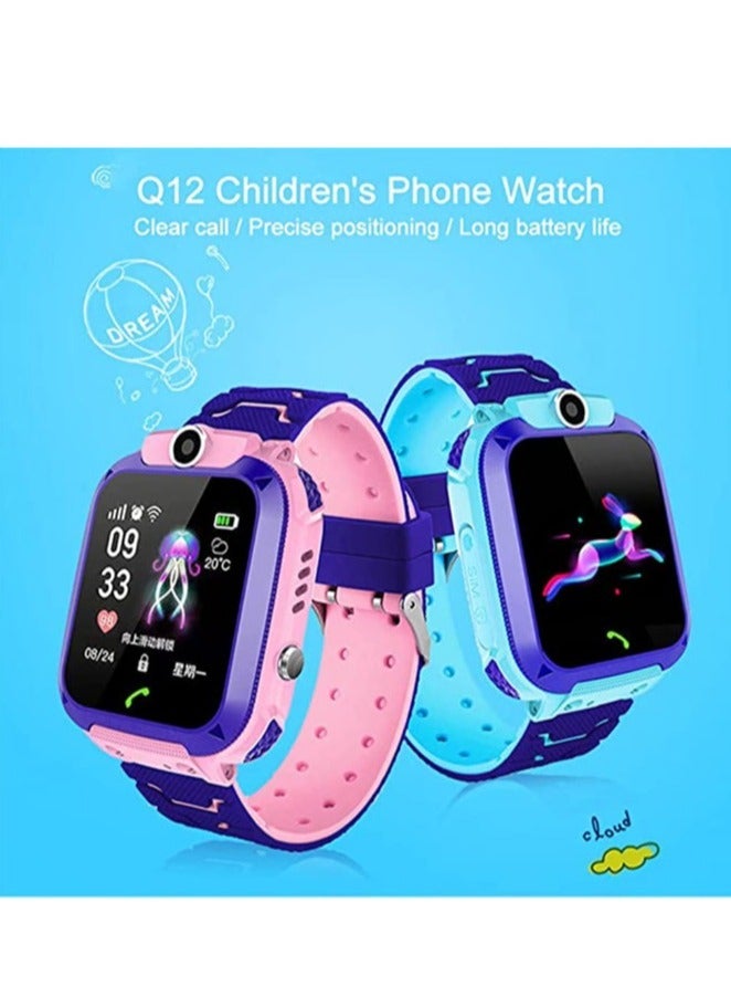 Waterproof Touching Screen Intelligent Smart Watch With SOS Call Voice Chat Alarm Clock Compatible For Android and iOS Phone Blue
