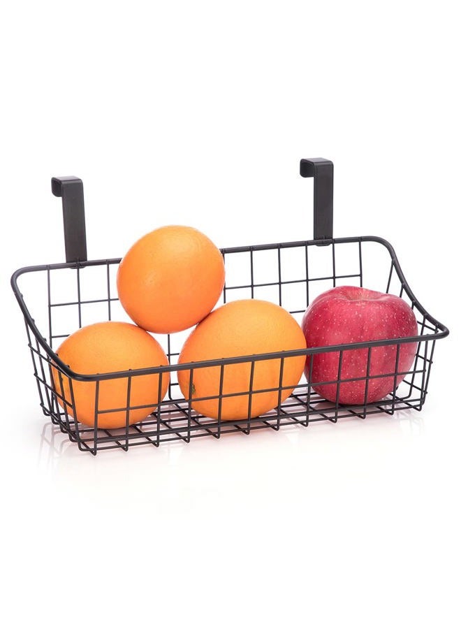 LeleCAT Basket with hook Grid Storage Basket, Hang it behind a door or on a railing, Over the Cabinet Door, Small, BLack,1 Pack - Image 1