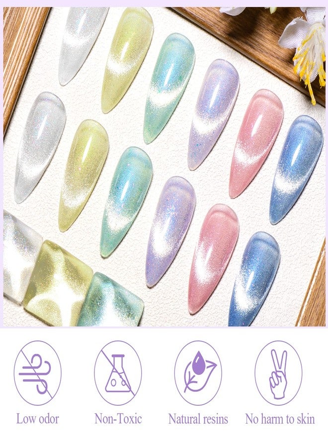 MSRUIOO طقم طلاء أظافر جل كات آي ملون من MSRUIOO، طلاء جل كريستالي مغناطيسي، طقم هدايا فن الأظافر مع عصا مغناطيسية - Image 4