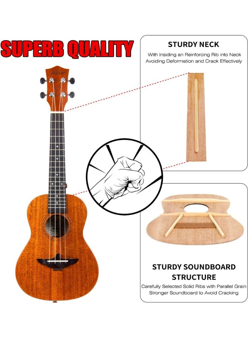AKLOT Tenor Ukulele 26 Inch Solid Mahogany Uke For Professional Player With Ukelele Beginner Kit ( Gig Bag, Picks, Tuner, Strap, String, Cleaning Cloth, Starter Manual ) - Image 5