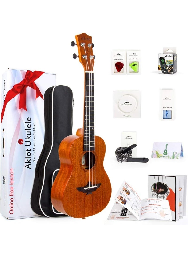 AKLOT Tenor Ukulele 26 Inch Solid Mahogany Uke For Professional Player With Ukelele Beginner Kit ( Gig Bag, Picks, Tuner, Strap, String, Cleaning Cloth, Starter Manual ) - Image 1