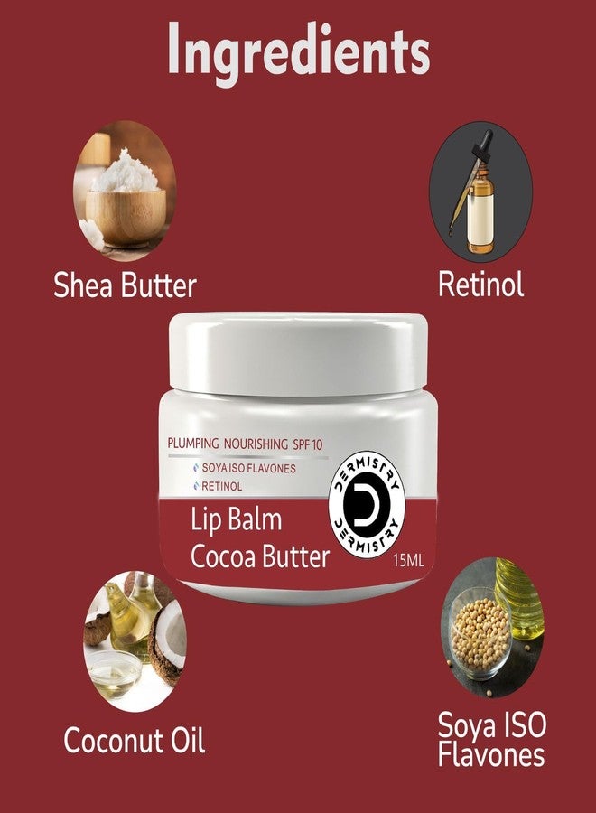 Dermistry Cocoa Butter Lip Care Tint Balm Plumping Nourishing Retinol SPF 10 for Glossy Lips + Exfoliating Lightening Coffee & Sugar Lip Scrub for Deep Dry Chapped Lips for Women Men Girls (Pack of 2) - Image 2