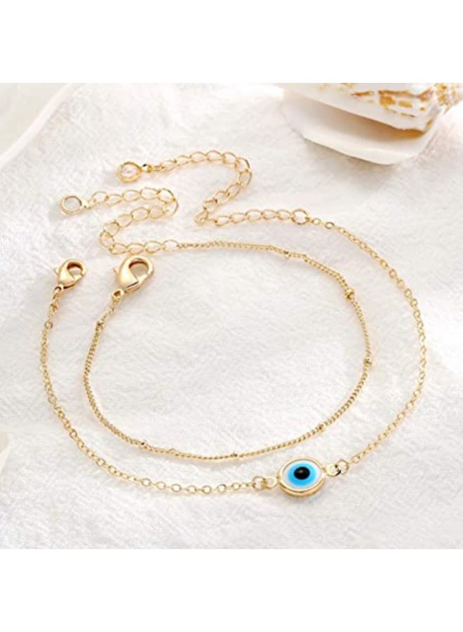 14 Gold Filled Bracelet Evil Eye Double Layer Bracelet Fashion Bracelet For Women Girls - Image 3