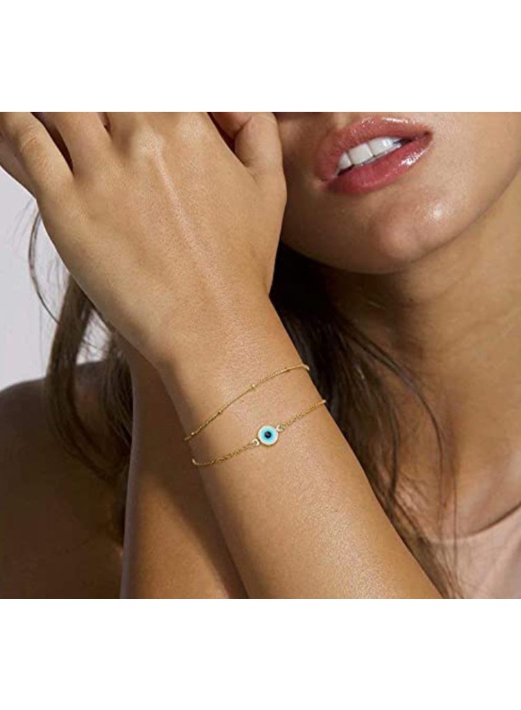 14 Gold Filled Bracelet Evil Eye Double Layer Bracelet Fashion Bracelet For Women Girls - Image 2