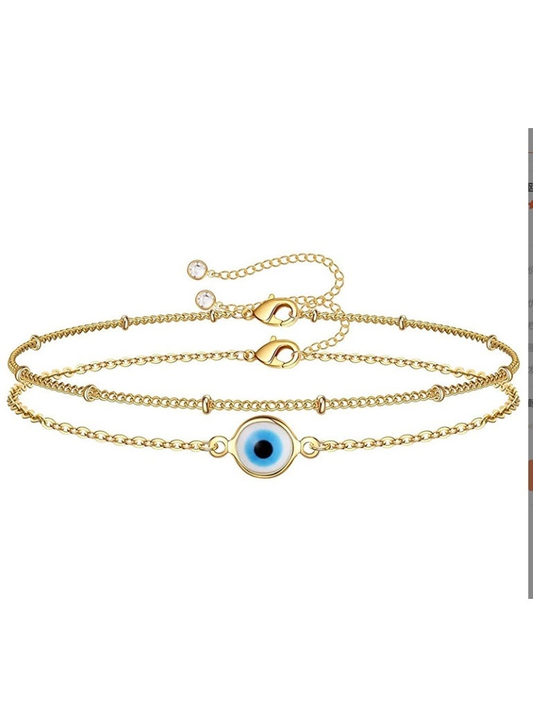 14 Gold Filled Bracelet Evil Eye Double Layer Bracelet Fashion Bracelet For Women Girls - Image 1