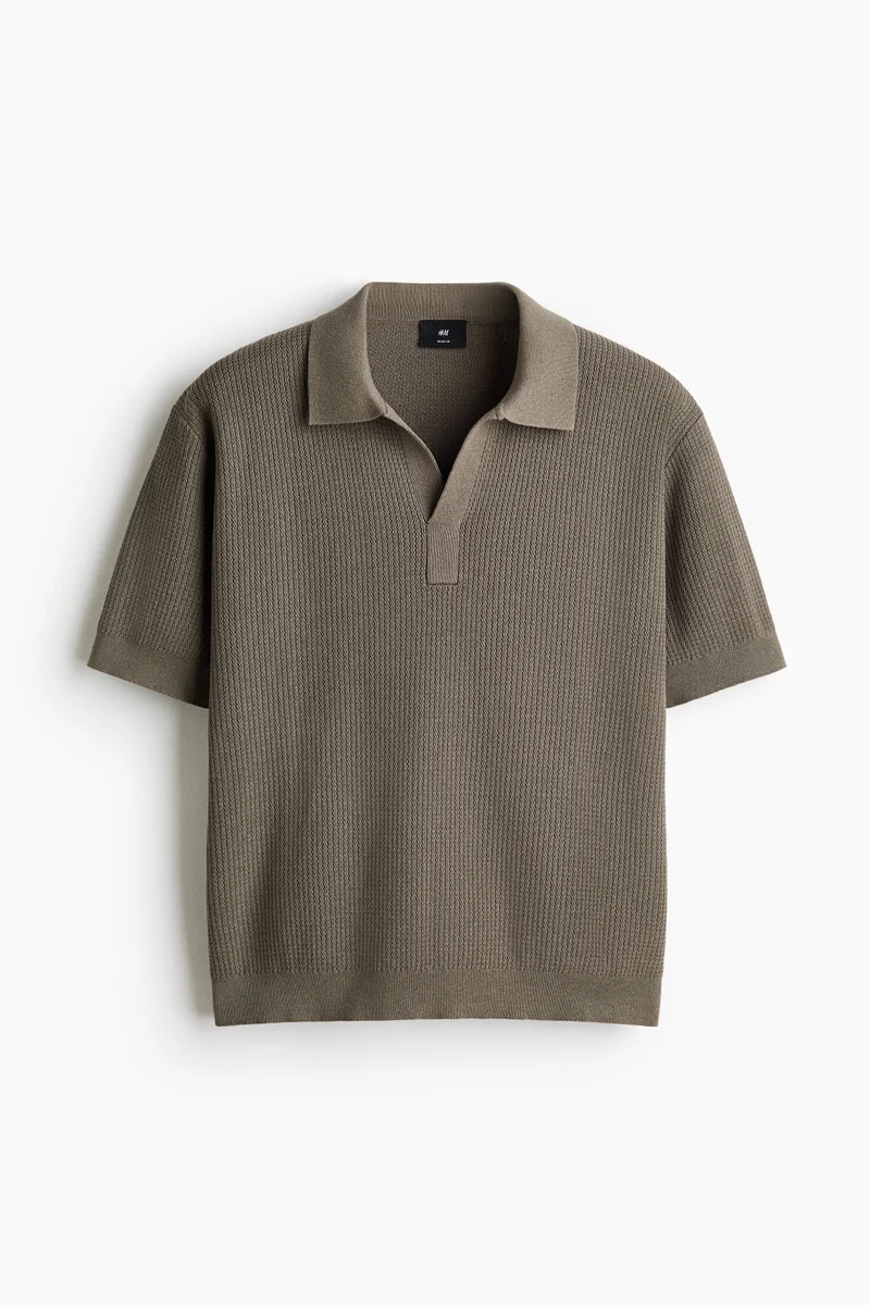 H&M  Regular Fit Cable-knit polo shirt for Men | Best Price UAE