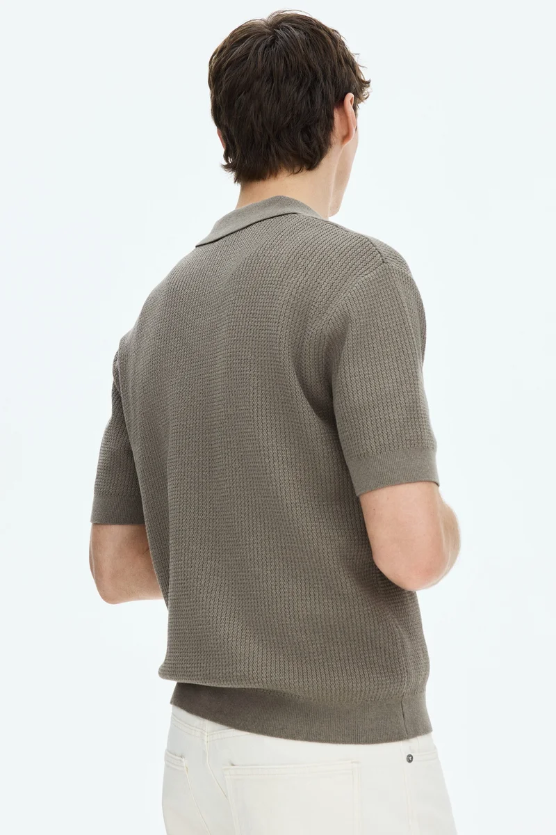 H&M  Regular Fit Cable-knit polo shirt for Men | Best Price UAE