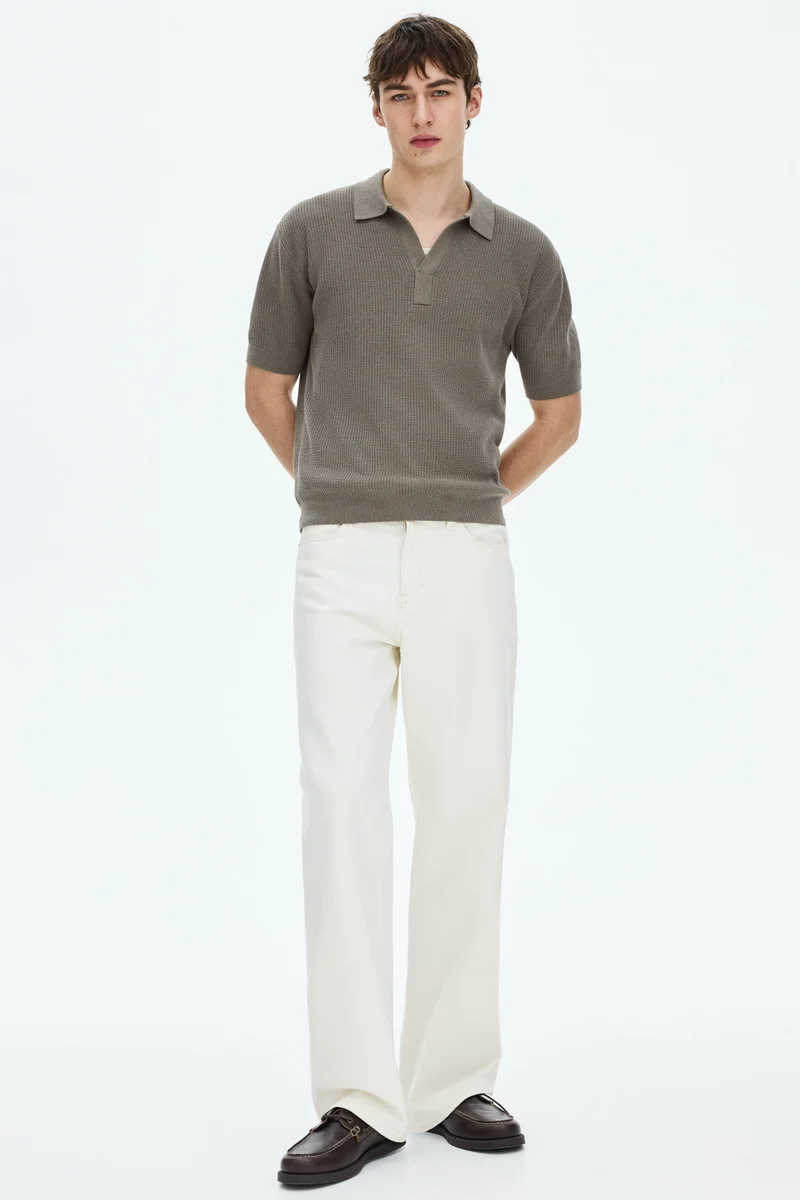 H&M  Regular Fit Cable-knit polo shirt for Men | Best Price UAE