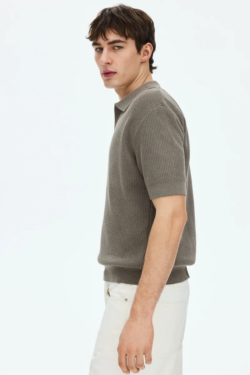 H&M  Regular Fit Cable-knit polo shirt for Men | Best Price UAE
