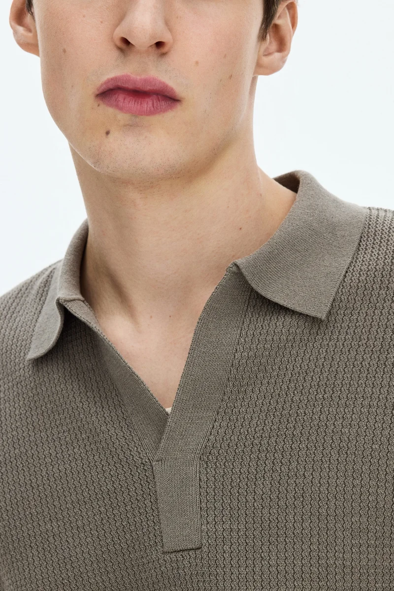 H&M  Regular Fit Cable-knit polo shirt for Men | Best Price UAE