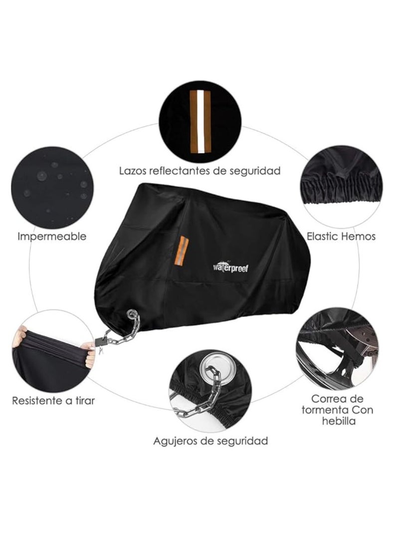 Generic 210T Motorcycle Cover, Waterproof Durable Tear Resistant Motorbike Scooter Mopeds Cover All Season Protection from Snow Dust UV with Large Locking Hole Storage Bag for Honda, Yamaha, Suzuki, Harley  - Image 2