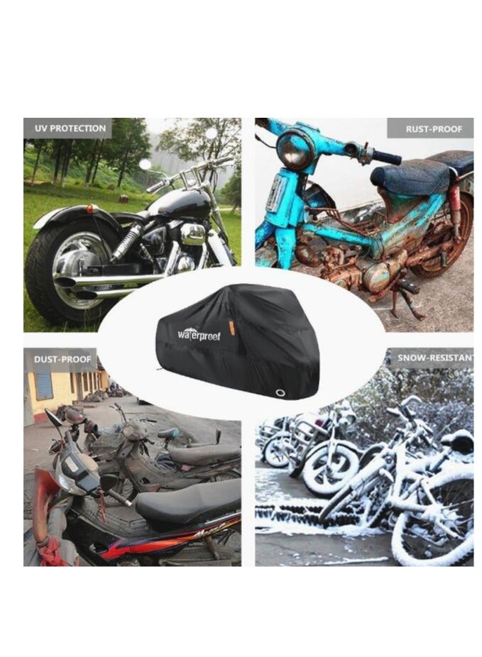 Generic 210T Motorcycle Cover, Waterproof Durable Tear Resistant Motorbike Scooter Mopeds Cover All Season Protection from Snow Dust UV with Large Locking Hole Storage Bag for Honda, Yamaha, Suzuki, Harley  - Image 3