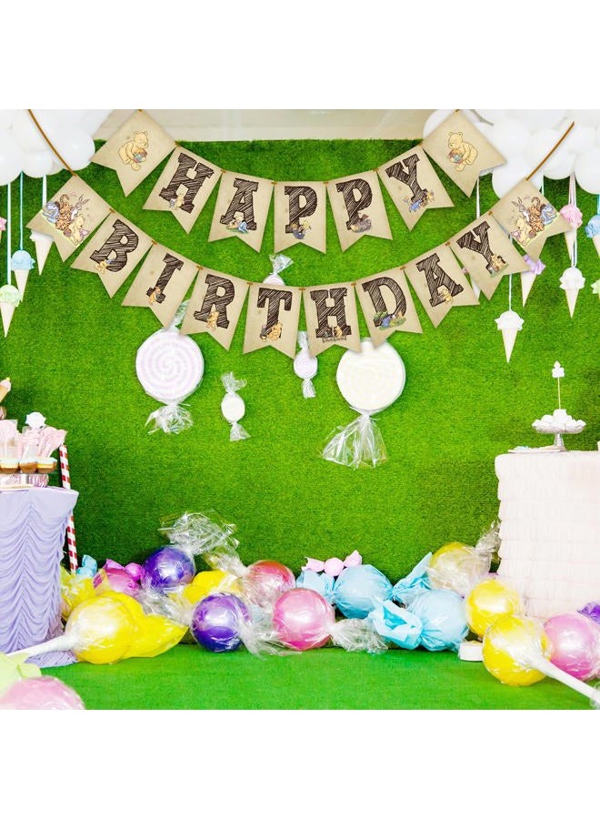 Litenx Winnie Happy Birthday Banner - Classic Bear Winnie Banner - Birthday Party Decorations and Supplies - A04 - Image 3