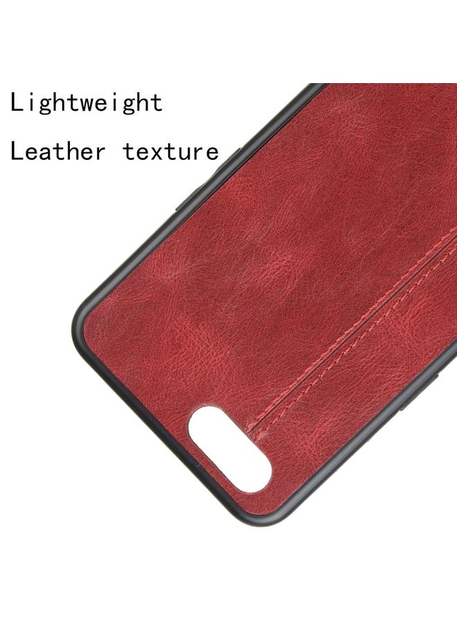 اس-توب جراب لهاتف Oppo A12e مقاوم للصدمات بنمط جلد البقر المخيط من مادة PC + PU + TPU - Image 4