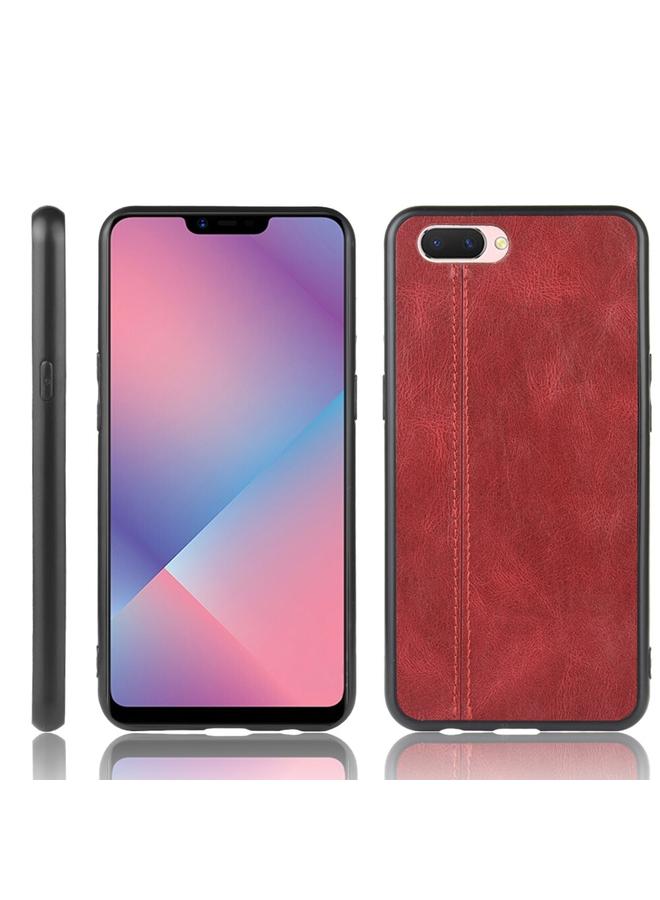 اس-توب جراب لهاتف Oppo A12e مقاوم للصدمات بنمط جلد البقر المخيط من مادة PC + PU + TPU - Image 1