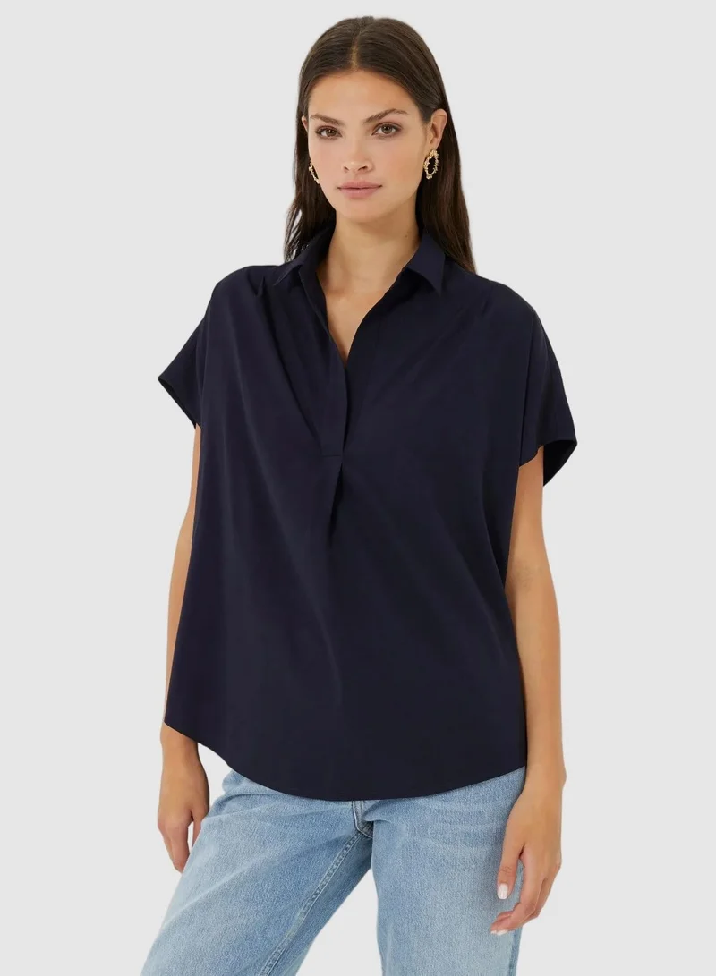 French Connection Crepe Light Popover Shirt