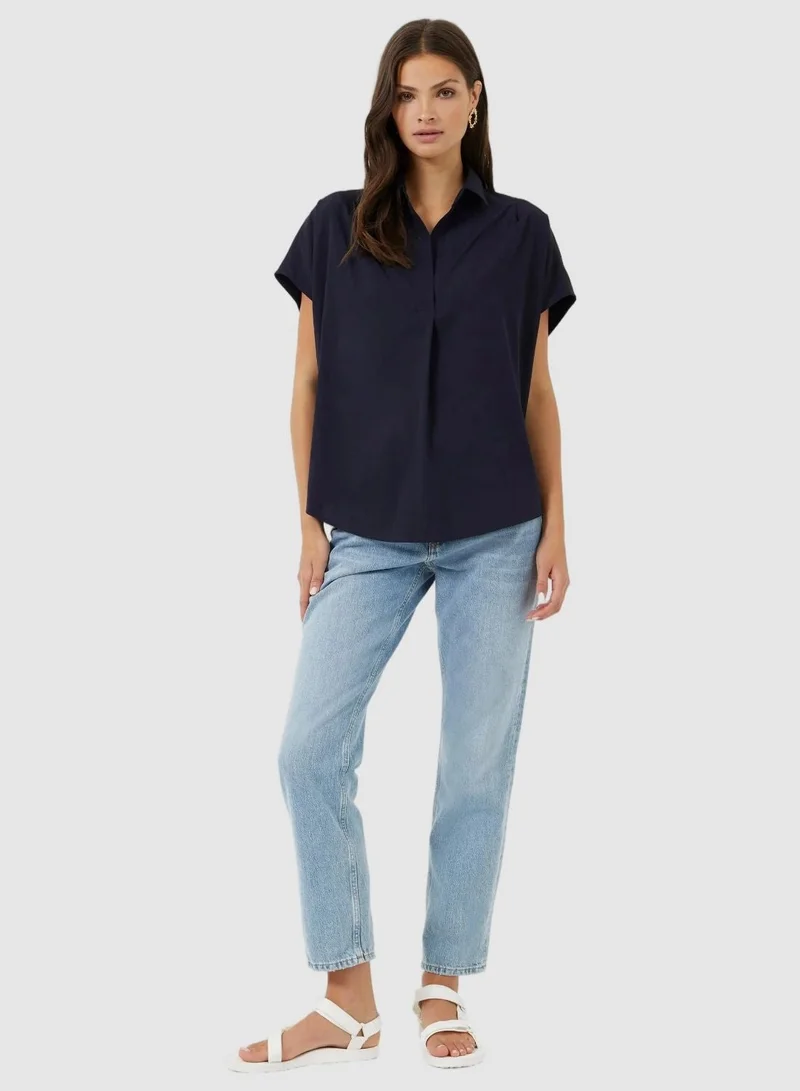 French Connection Crepe Light Popover Shirt