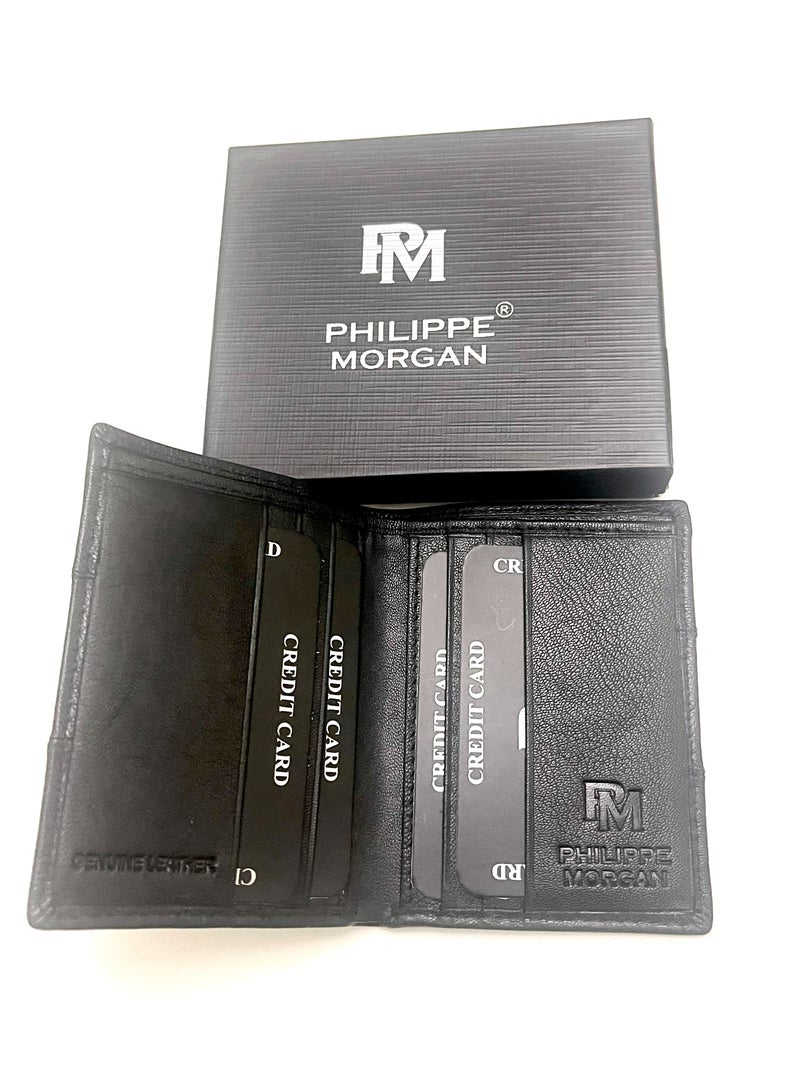 فيليب مورجان محفظة جلدية أصلية ممتازة مع حامل بطاقة للرجال - Image 1