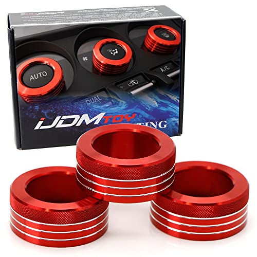 iJDMTOY 3pcs Red Anodized Aluminum AC Climate Control Switch Turner Ring Covers Compatible with 2013-2021 Subaru BRZ and Scion FR-S/Toyota 86 RS/TRD Models - Image 1