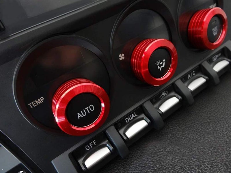 iJDMTOY 3pcs Red Anodized Aluminum AC Climate Control Switch Turner Ring Covers Compatible with 2013-2021 Subaru BRZ and Scion FR-S/Toyota 86 RS/TRD Models - Image 4