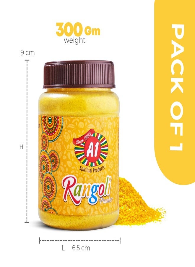 A1 Rangoli Powder Muggu Pindi Box | 300 GMS for Floor Art and Festival Decoration | (Lemon Yellow) - Image 2