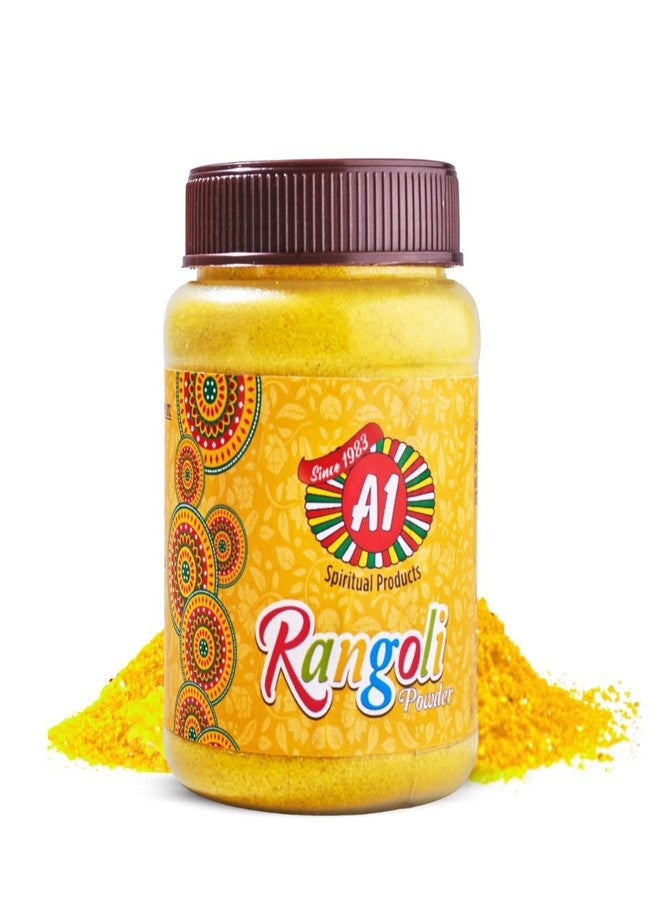 A1 Rangoli Powder Muggu Pindi Box | 300 GMS for Floor Art and Festival Decoration | (Lemon Yellow) - Image 1
